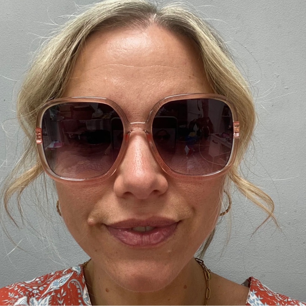 Translucent Pink Square Sunglasses - image 1